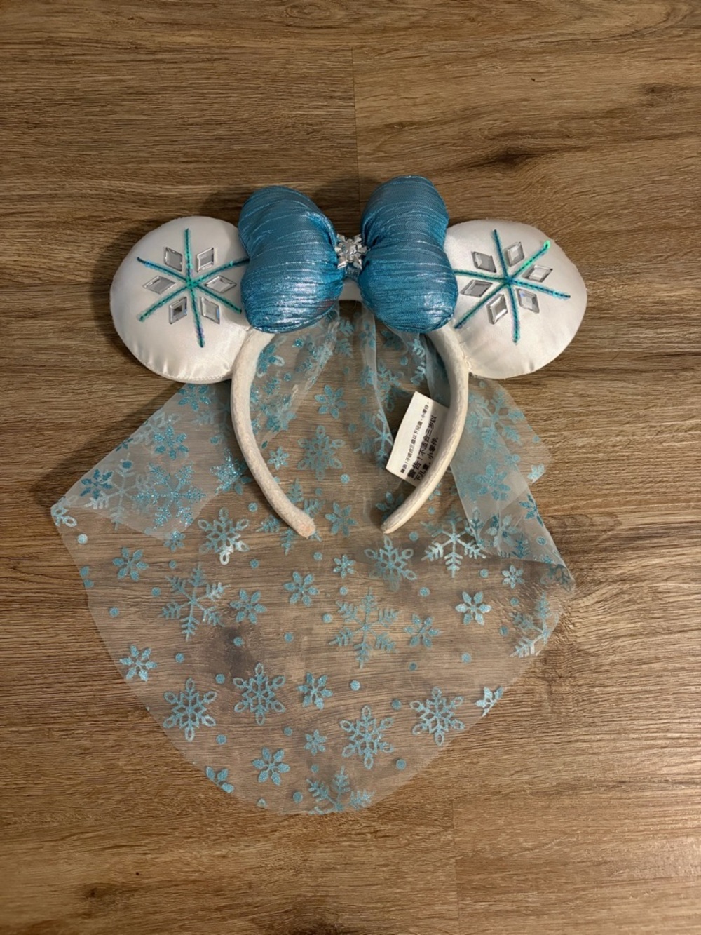 Disney Blue and White Snowflake Ear Headband with Veil